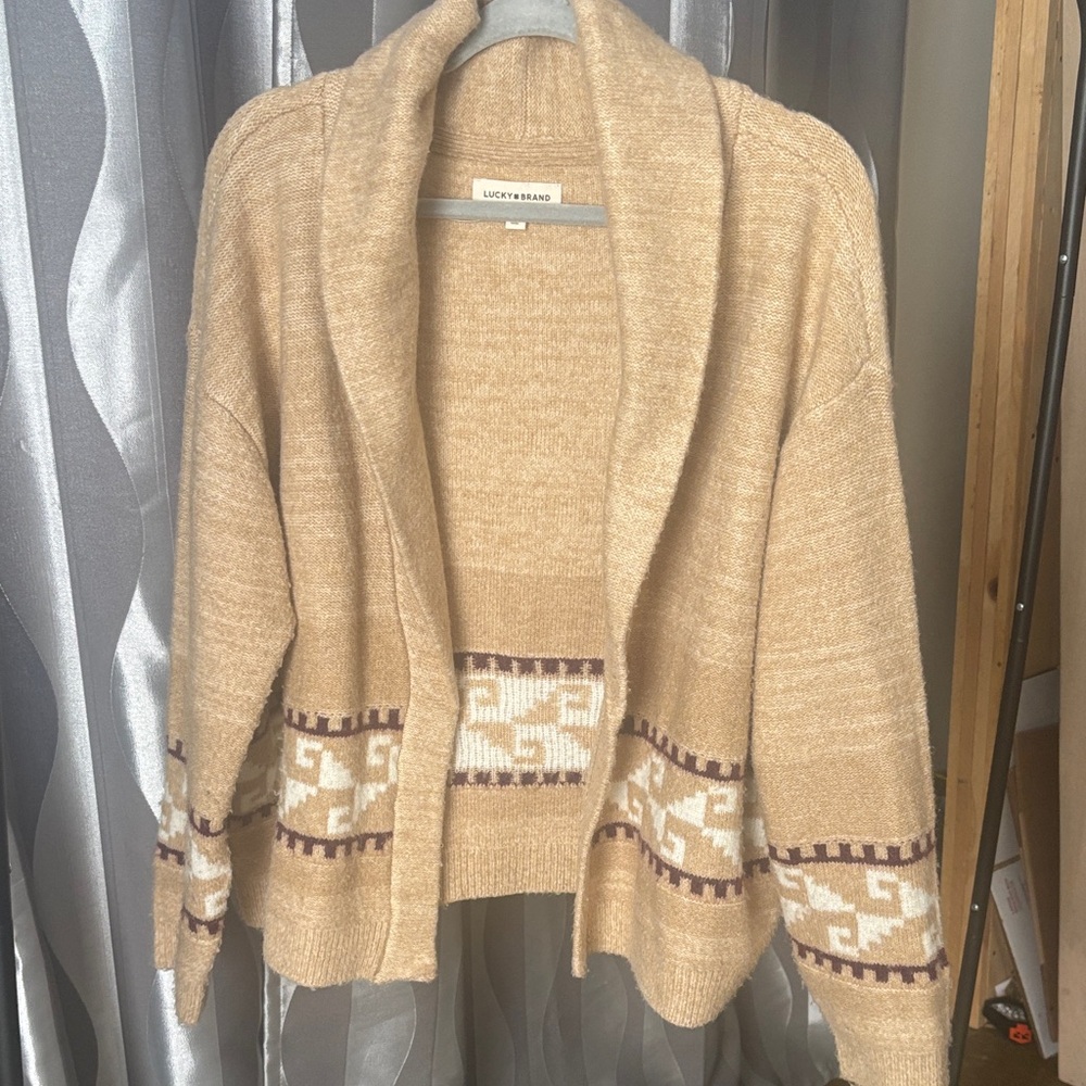 Lucky Brand Beige and Brown Women's Cardigan